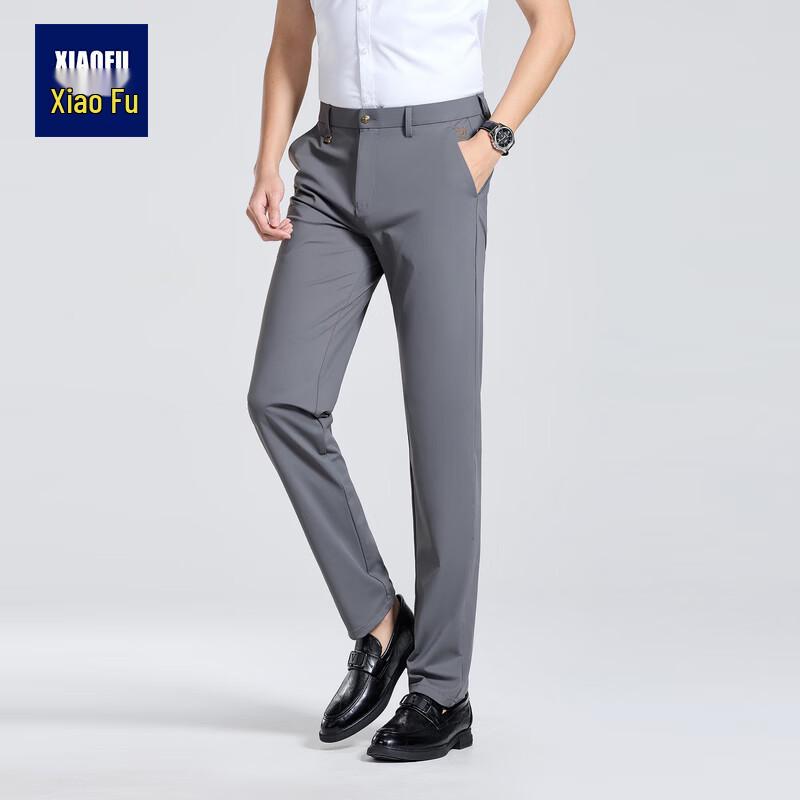Men s Business Casual Ice Silk Straight Fit Trousers 29