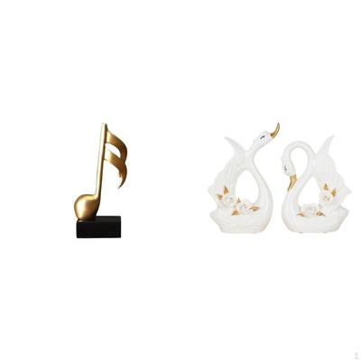 Elegant Musical Swan Note Resin Sculpture Creative Tabletop Centerpiece Ornament for Desk Fireplace