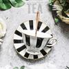 Black White Polka Dot Striped Coffee Cup Ceramic Water Cups Afternoon Tea Mug Oat Breakfast Cup Milk Mug Flower Tea Cups Teapot