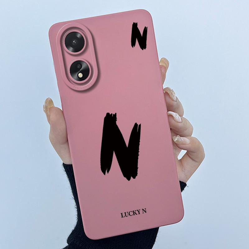Case For Oppo A18 A38 A58 A78 4G Cover Camera Protection Cute Letter Liquid Silicone Soft Back Covers For Oppo A 38 A 18 Housing