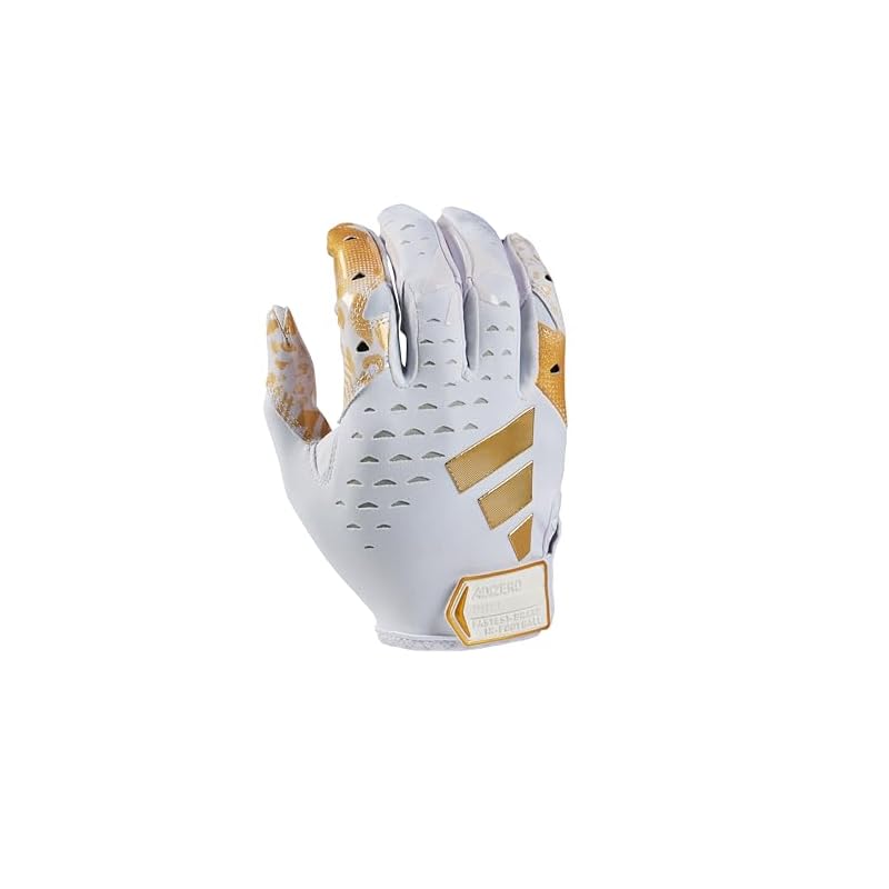 Adidas Adizero 13 Moments Football Gloves, White/Metallic Gold, Size M