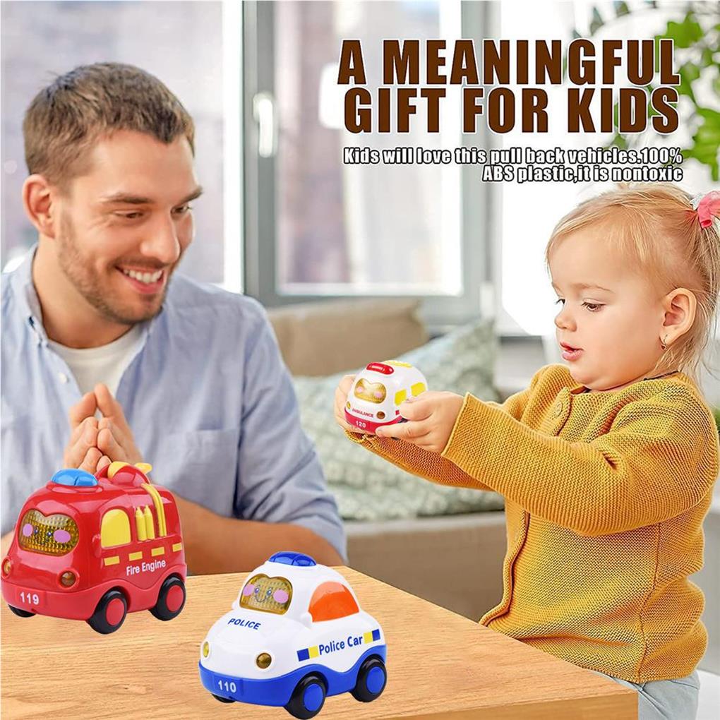 4pcs Friction Driven Car Toy Set Playing Props Model Playthings Music Playing Children Cars Toys Festival Gift