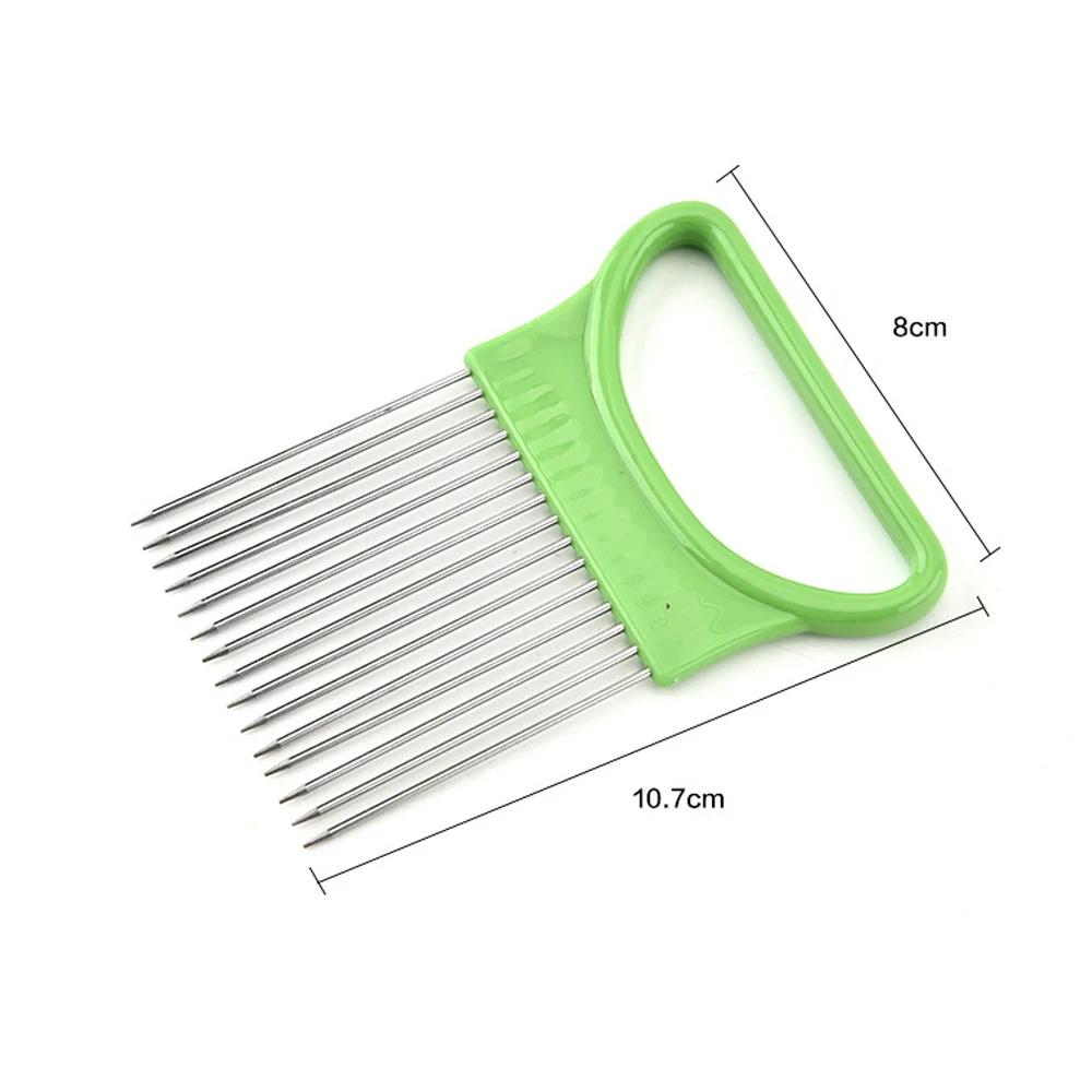 1Pcs Stainless Steel Onion Needle Fork Vegetable Fruit Slicer Tomato Cutter Cutting Holder Kitchen Accessorie Tool