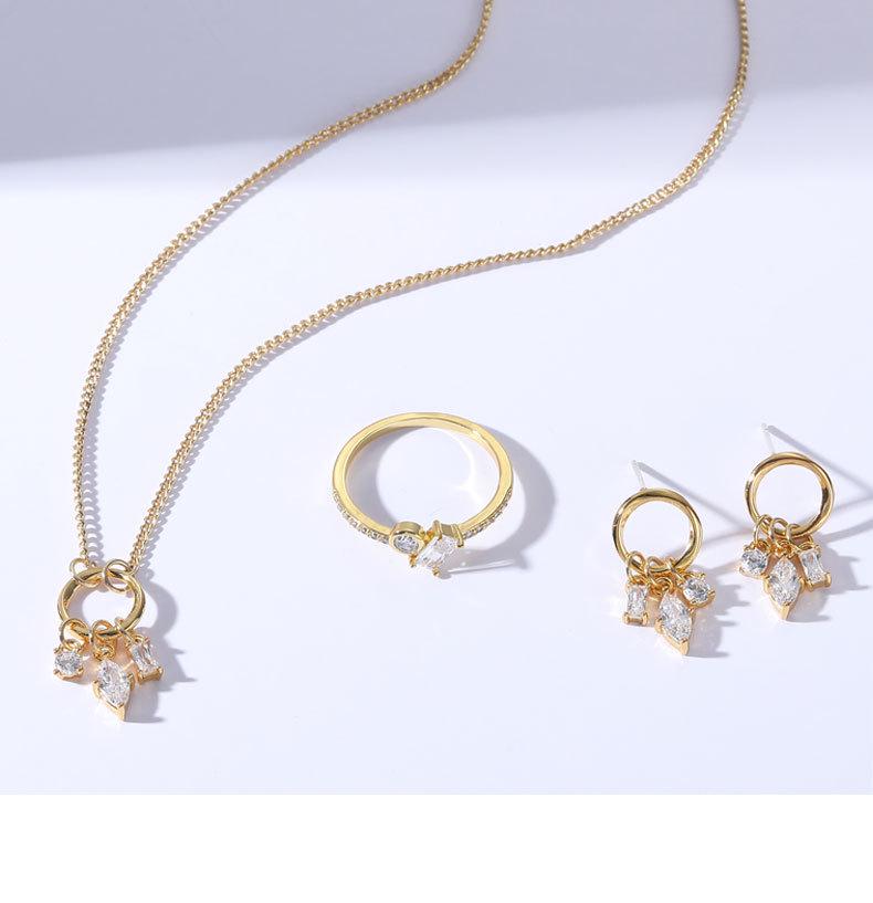 Kenjie Women's Zircon Necklace Set – Korean Style, Copper-Plated, Gold-Inlaid, Elegant High-End Design