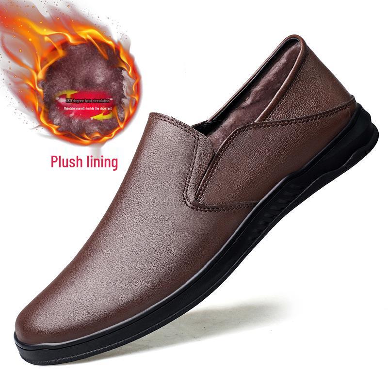 Men s Leather Slip-On Loafers - Spring/Winter Low-Top Business Casual Shoes 41
