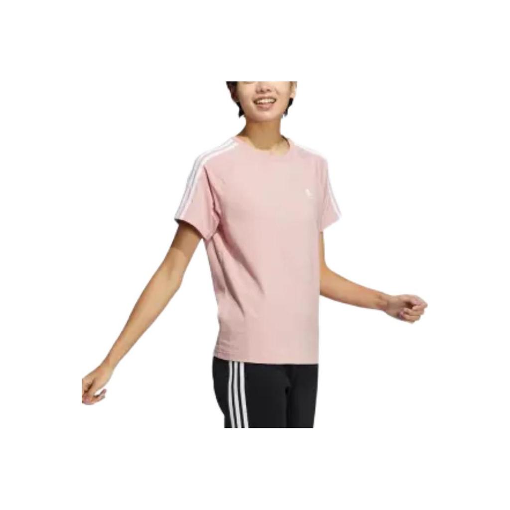 adidas Neo Logo Print Round Neck Pullover Sports Short Sleeve T-Shirt Women T-Shirts Pink HH7658