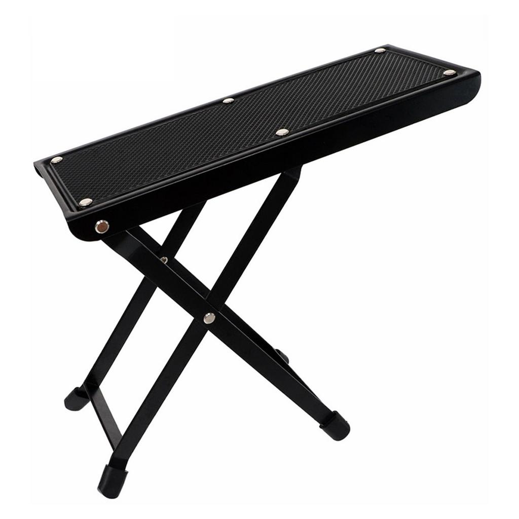 Guitar Footstool Height Adjustable 4 Positions Anti Slip Rubber Pedal High Strength Metal Folding