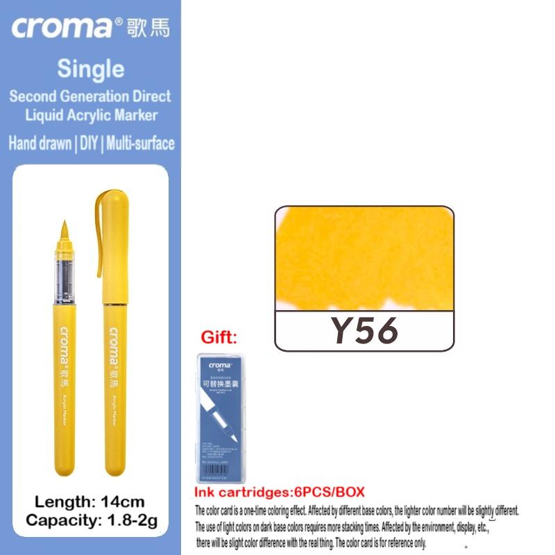 Croma 160/1 Farben Nachfüllbares Direktflüssig-Acrylmarker-Set mit Weicher Spitze, Waschbarer Aquarellpinsel Schulausstattung