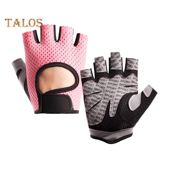 1 Pair Sport Gloves Hollow Mesh Half Finger Unisex Anti-slip Great Friction Wear-Resistant Full Palm Protection Weightlifting Cycling Workout Outdoor