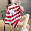 Women Stripes Black Oversized Graphic T-shirts Tops Fashion Couples T-shirt