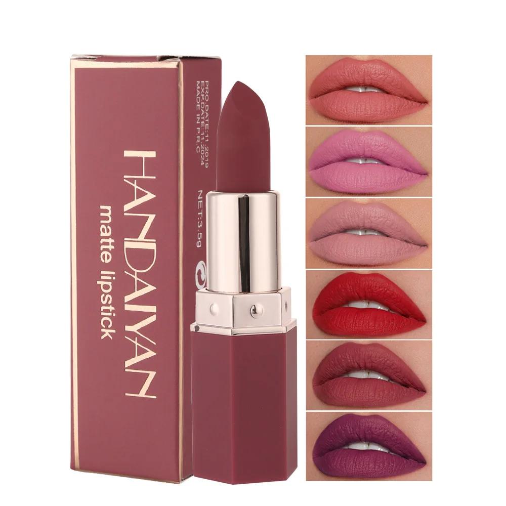 HANDAIYAN Rossetto Opaco Idratante a Lunga Tenuta 6 Colori Non Si Attacca alla Tazza Mostra Temperamento Sexy Nude Trucco Rossetti Cosmetici