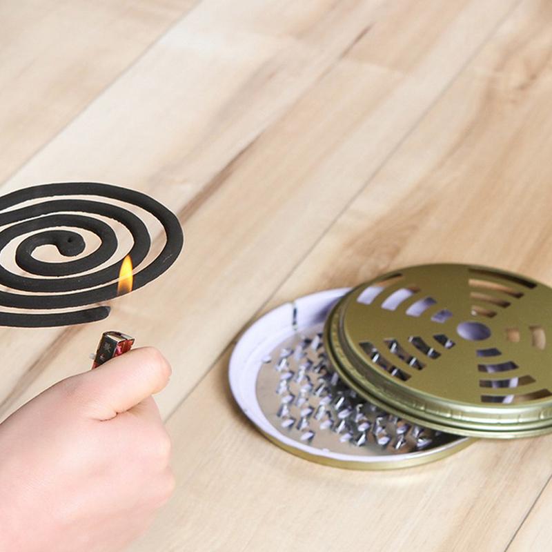 Metal Iron Mosquito Box Coil Holder Coil Repellent Incense Rack Plate With Cover
