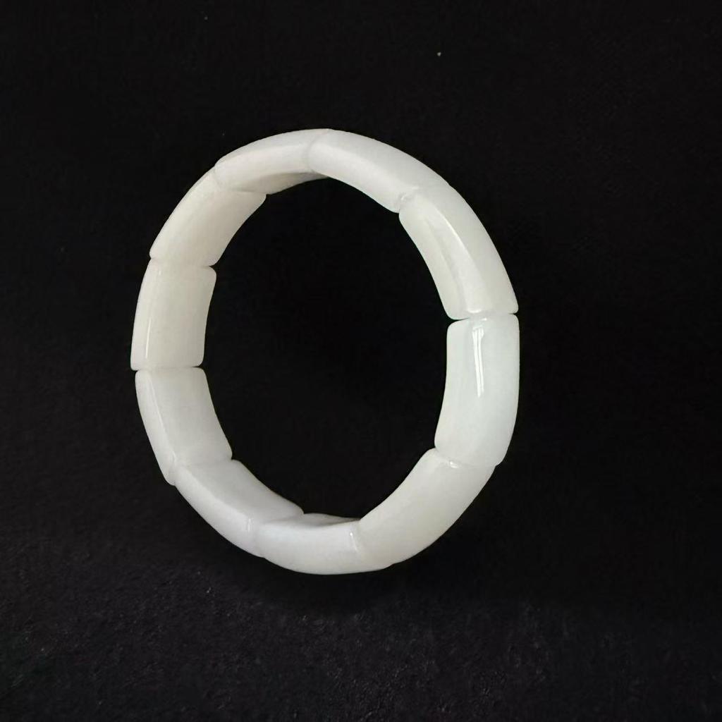 Elegant Nephrite Jade Bamboo Bracelet for Women - Jadeite Color, Simple Gift for Mom