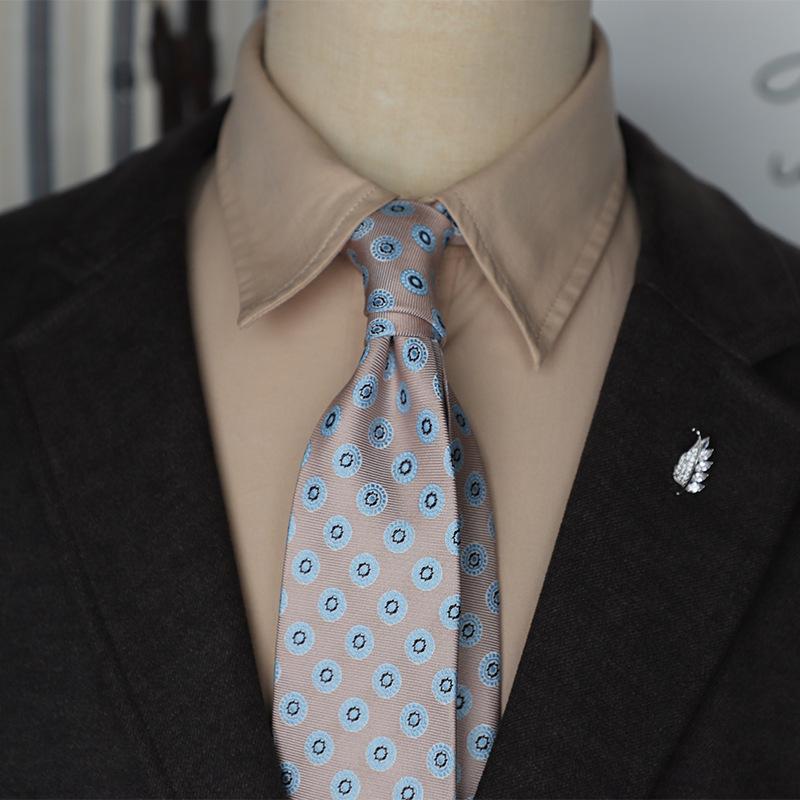 Retro Gentleman Style French 8Cm Men'S Tie, Dark Green Coffee Burgundy Stripe Occupation