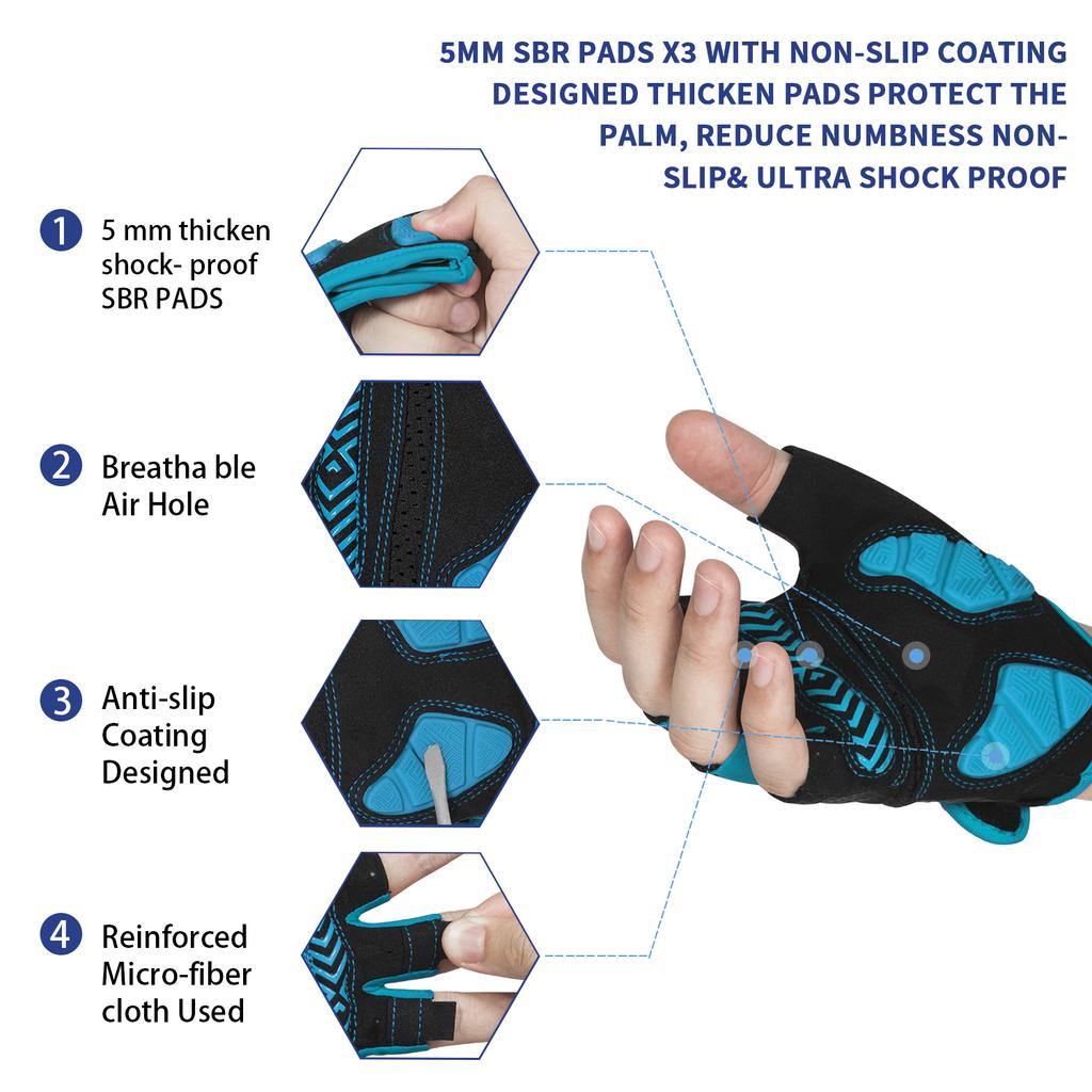 MOREOK Half Finger Bike Gloves 5MM Silicone Pads Bicycle Gloves Shock-Absorbing Non-Slip Mountain Cycling Gloves
