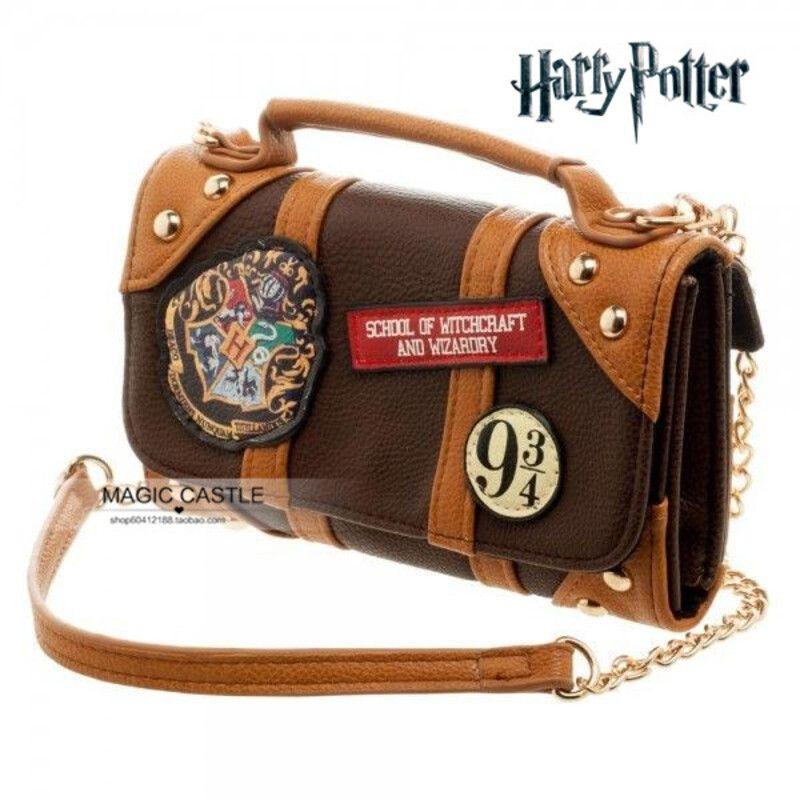 Harry Hogwarts Potter Pu School Badge Wallet Hand Satche Purse Bag Gift Package
