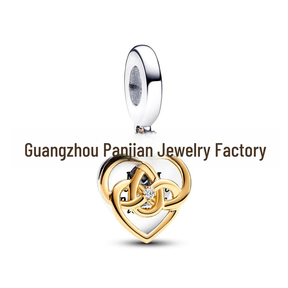 Panjia Dora 925 Silver-Plated Copper Love Rose Bead Pendant - Valentine's Day 2024