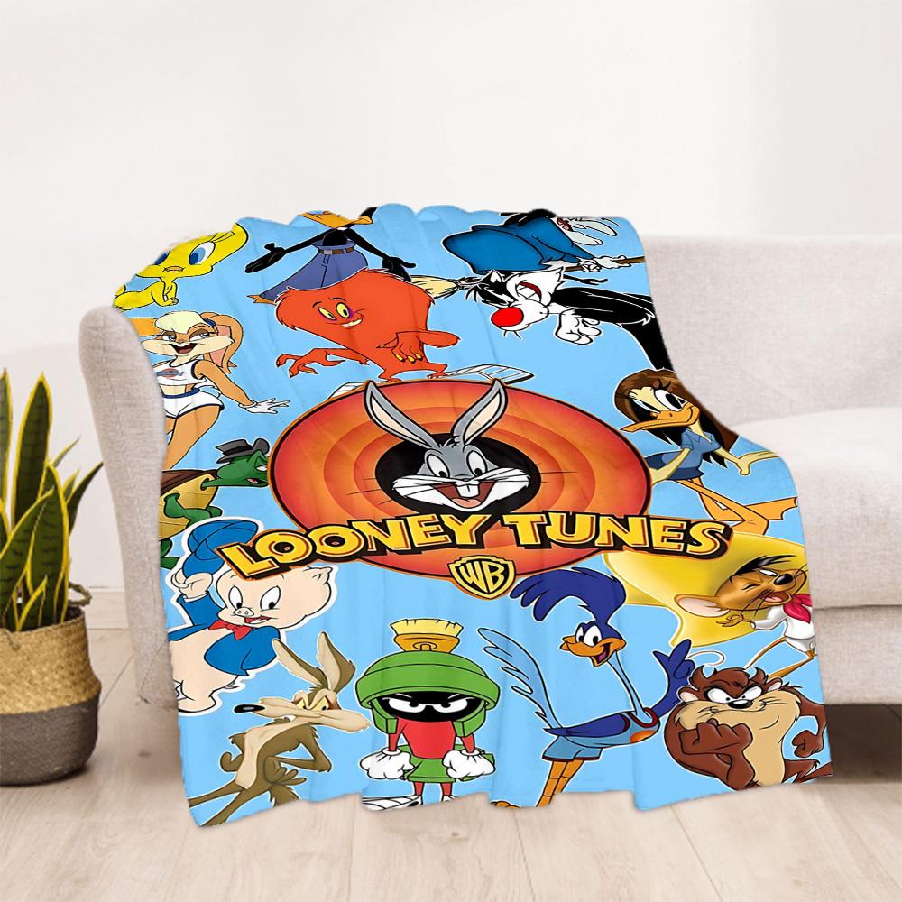 1pc Cartoon Character Looney Tunes Outdoor Blanket Lightweight Flannel, Soft & Warm, All-Season Use for Sofa, Outdoor, Camping, Living Room, Office024