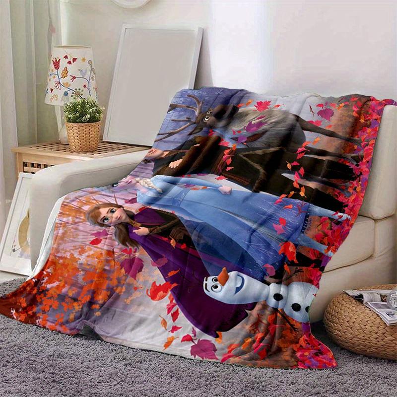 1pc Disney Frozen II Elsa Anna Olaf Sven Kristoff Autumn Leaves Blanket, Home Office Outdoor Gift (80x120cm) 130x150cm