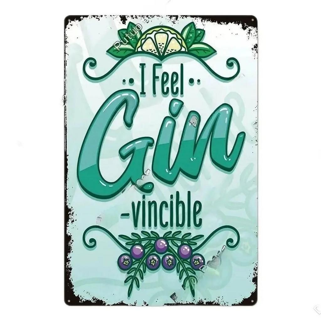 Plaque Metal Tin Signs Drink Gin Tonic Wall Decoration Vintage Art Posters Iron Painting for Man Cave Home Cafe Garden Club Bar