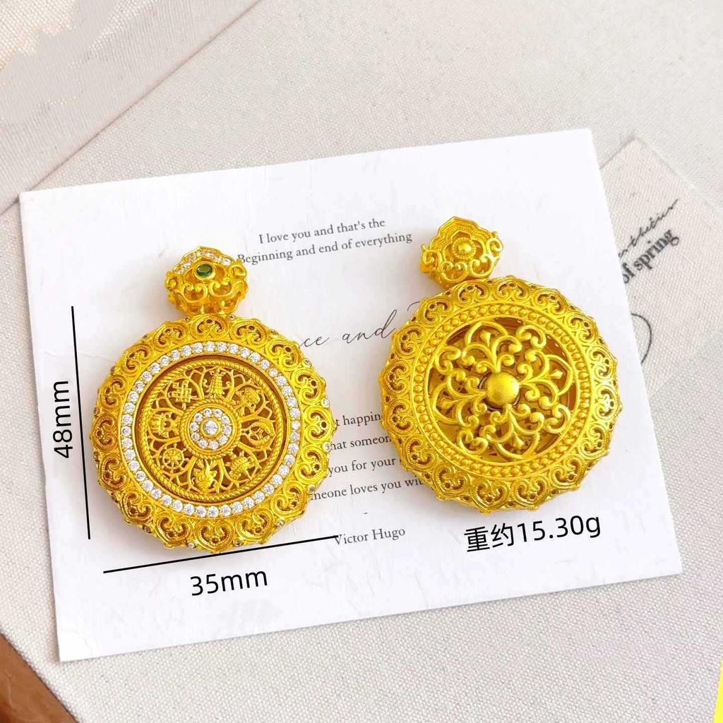 Arcane gold jewelry ancient method point diamond rotating filament Ruyi compass pendant necklace women's chain