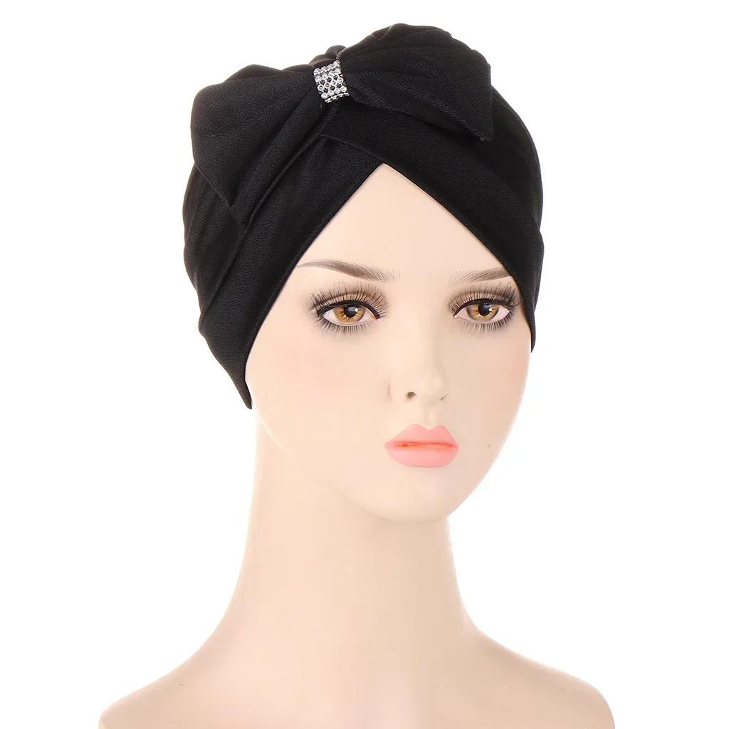 Bowknot Turban Indian Women Muslim Hijab Stretch Chemo Cap Cancer Hat Hair Loss Cover Head Scarf Wrap Beanies Bonnet Headwear