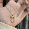Princess On The Run Natural High Ice Chalcedony Little Pigeon Egg Face Bow Pendant Necklace Light Luxury Lock
