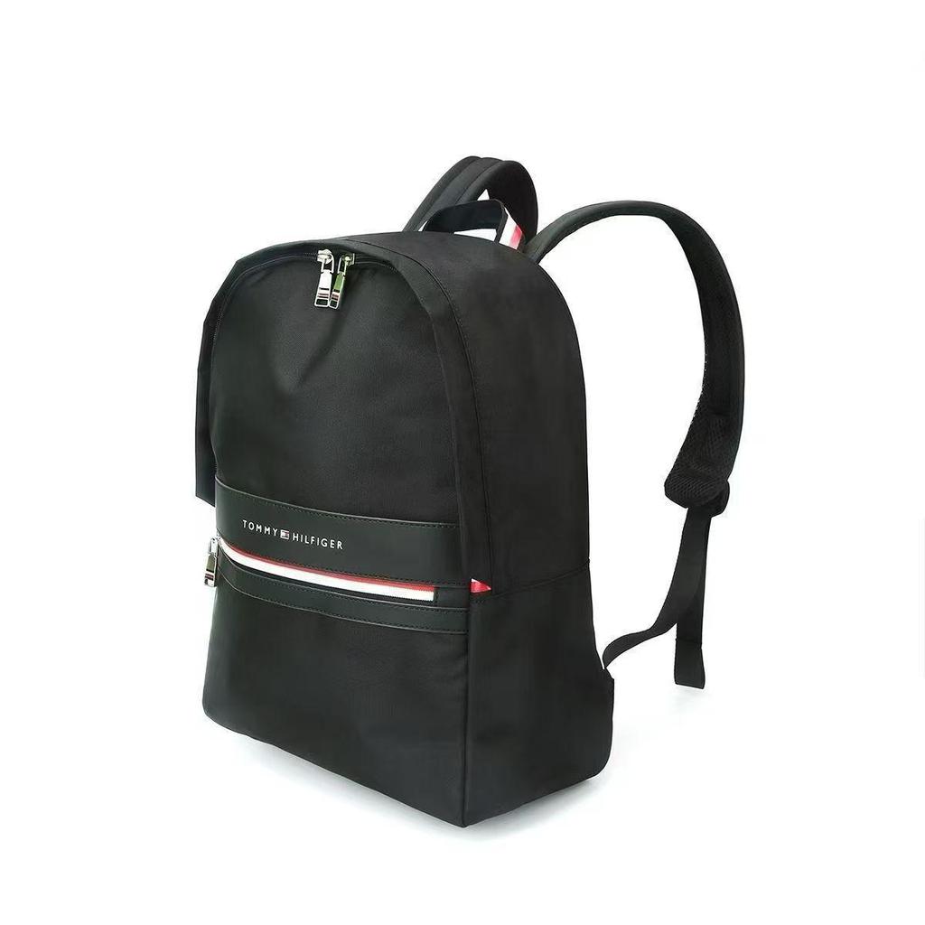 Slim Color Block Canvas Backpack - Unisex, Large Capacity, Lightweight, Casual & Business Use