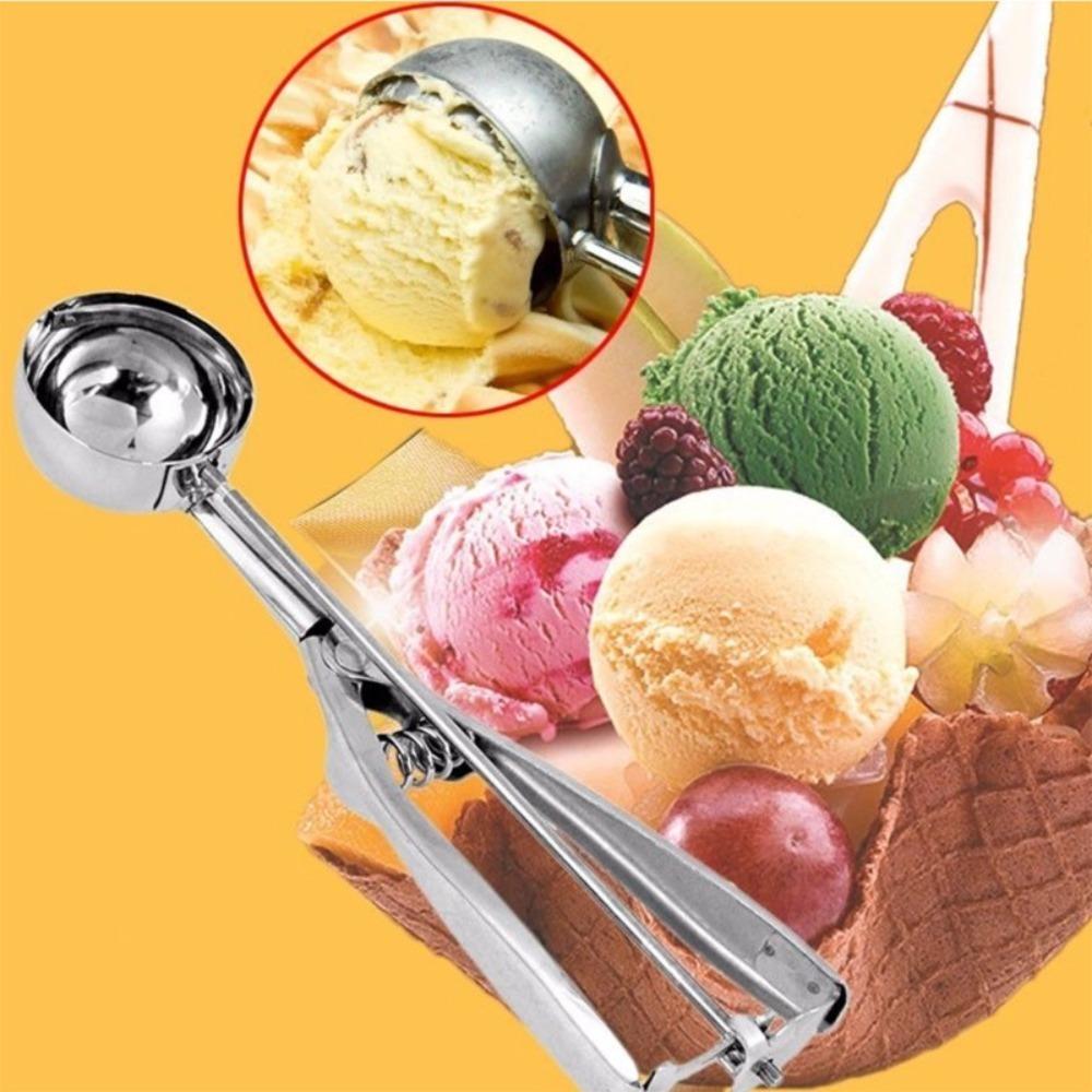 Kitchen Accessories Stainless Steel Ice Cream Spoon Food Grade Mash Potato Scoop Spring Handle