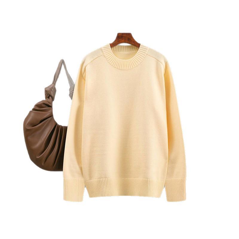 Women's Solid Color Round Neck Loose Knit Pullover Sweater