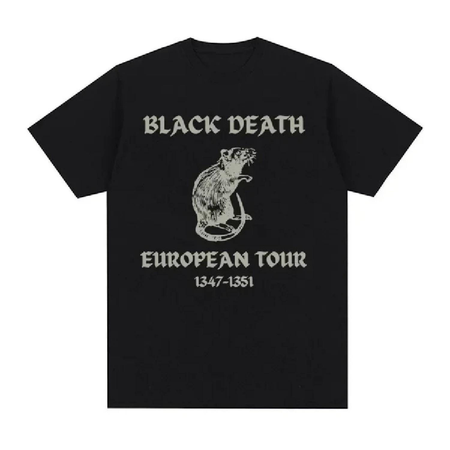 

Black Death European Tour T Shirt Men s Clothing Funny Mouse Meme Gothic Short-sleev Tee Shirt Unisex Streetwear T-shirt Tops S