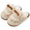 Bow cotton slippers couple indoor home winter warm thick bottom non-slip stepping on shit fluffy slippers winter