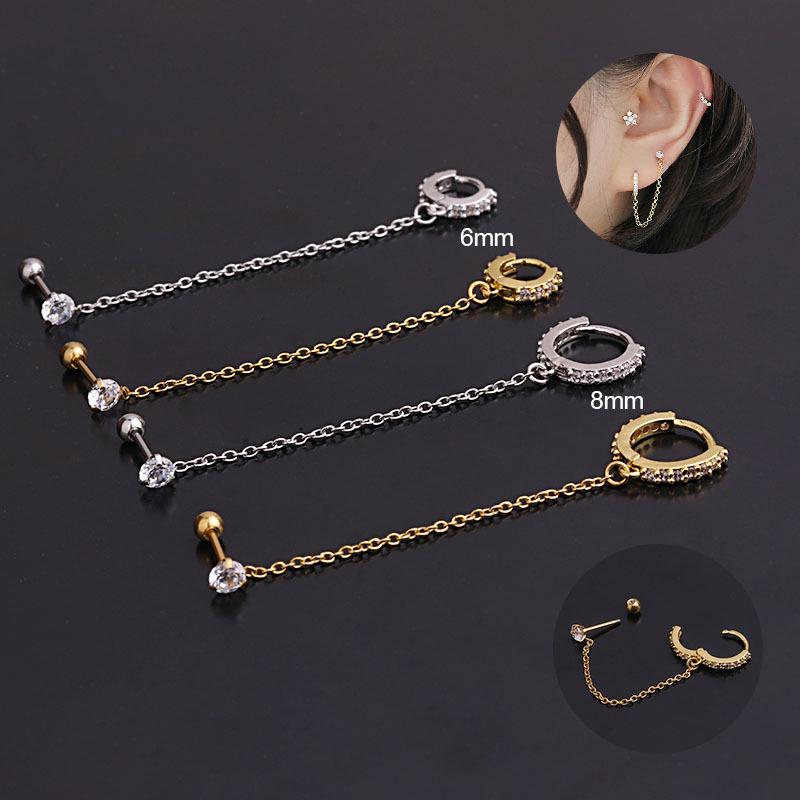 

Korean Zircon Tassel Ear Cuff Earring for Women 6mm серебряный