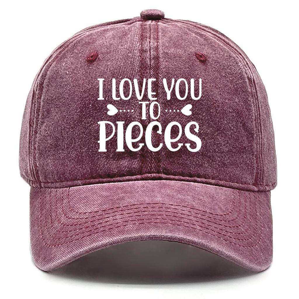 Ich liebe dich in Stücken" Aufdruck Verstellbare Baseballkappe, Muttertag Damenmütze Leichte Passform Lässig Unisex Snapback Sonnenhut