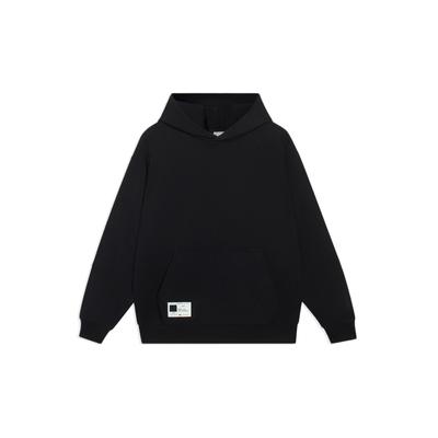 Li-Ning Pure Color Logo Hooded Long Sleeve Sweatshirt Men Tops Black AWDT069-4