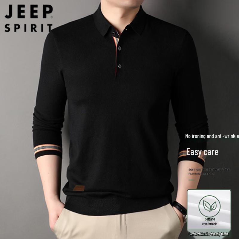 

JEEP SPIRIT Men s Striped Colorblock Polo Collar Knitted Sweater 54