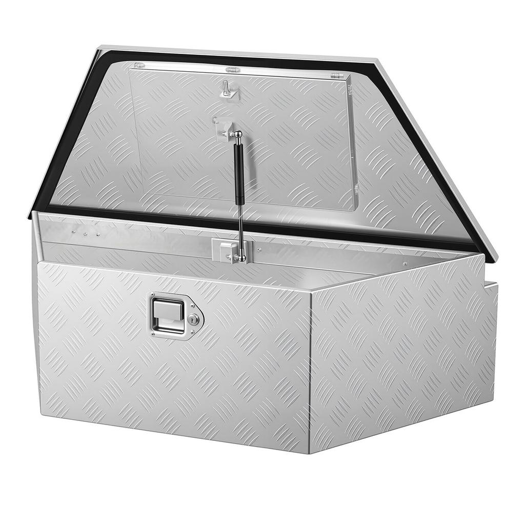 Caixa para Engate de Reboque, 990 x 419 x 305 mm Caixa de Ferramentas de Alumínio para Engate de Reboque, Organizador de Armazenamento Resistente com Trava e Chaves, Baú de Ferramentas Utilitário para Picape