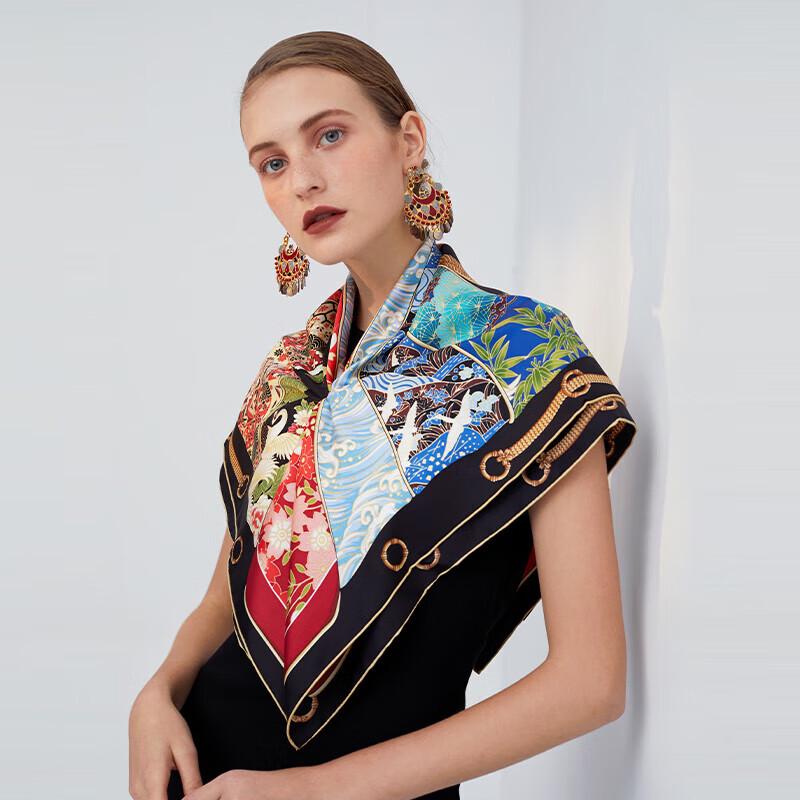 Aurora Kyoto Pattern 100% Mulberry Silk Scarf