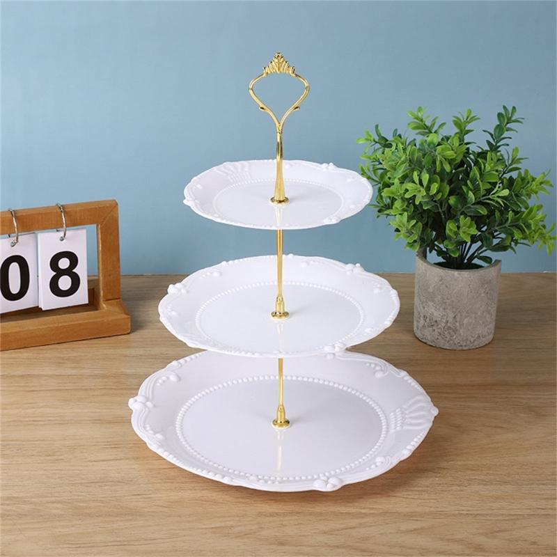 Durable Fruit and Dessert Organizer 3 Tiers Cake Display Stand Reusable Food Serving Tray Cakes Organizer for Home