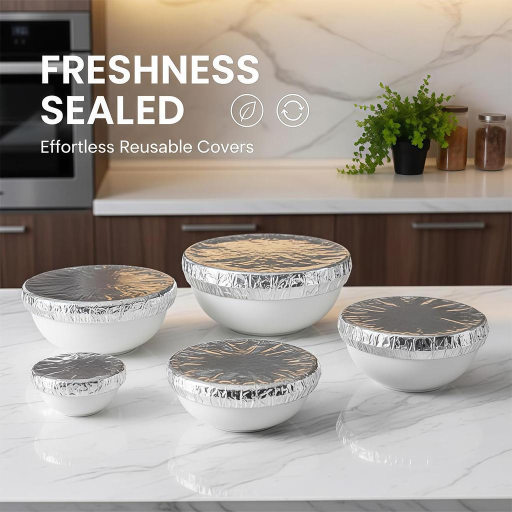 30pcs/set Elastic Food Covers Insulated Aluminum Foil Stretch Food Storage Stretch Lid Cover for Home Kitchen Meal Prep Baking