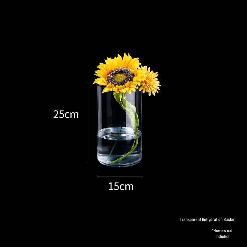 Secchiello Acrilico Risveglio di Fiori: Vaso quadrato grande trasparente per fiori freschi e composizioni