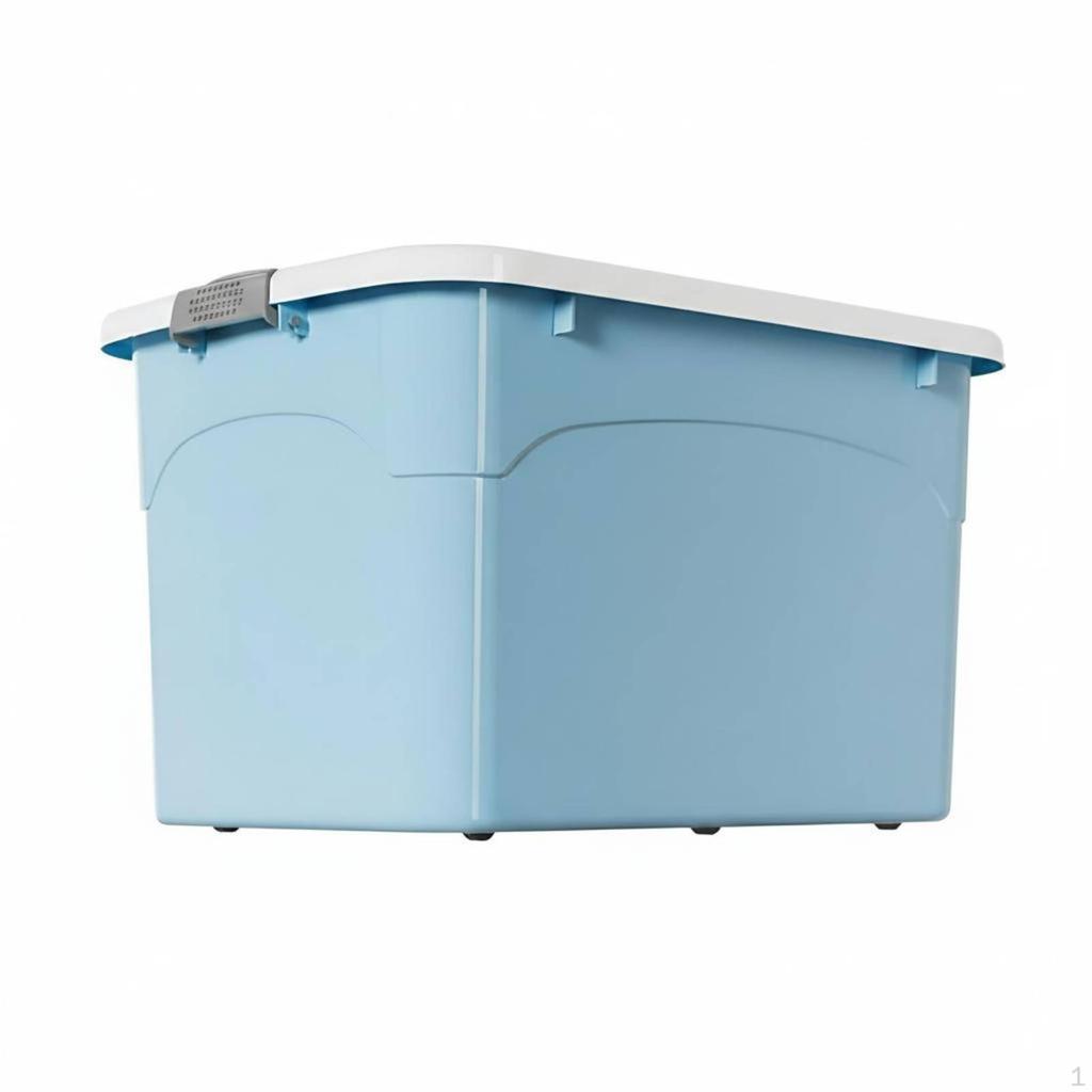Large Plastic Storage Box, Rolling Organizer Bin, High Capacity for Home 68*49*40cm Blue