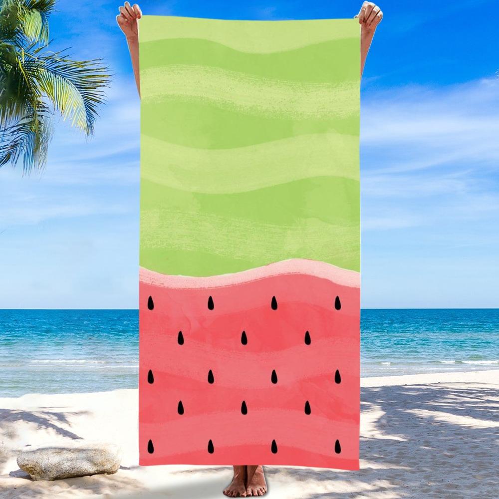 Pink Peach Pattern Beach Towel Polyester Quick Dry Sand Free Bath Towel Fruit Print Blanket for Summer Seaside Vacation Travel