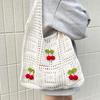 Yogodlns Women Crochet Tote Bag Fashion Knitted Bag Large Capacity Hollow Out Solid Color Woven Shoulder Bag Beach Bag