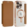 Luxury Transparent Flip Leather Wallet Magnetic Phone Case For iPhone 15 16 17 Pro Max 14 13 12 11 Card Bag For Magsafe Cover