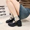 Women's Thick Heel Mary Jane Shoes Women Autumn New British Style Round Head Thick Sole Anti-slip Wear-resistant High Heel Shoes