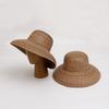 Natural Sunflower Leaf Grass Woven Straw Hat Women's Summer French Retro Elegant Hepburn Style Dome Bell Jar Bucket Hat