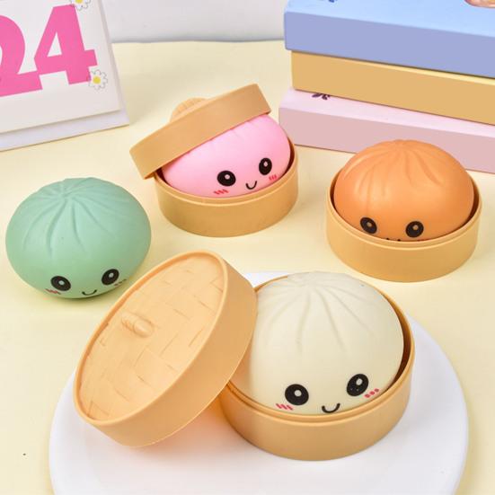 Stress Relief Steamed Bun Toy Portable Travel Slow Rising Smiling Bun Sensory Toy Kids Adults Soft