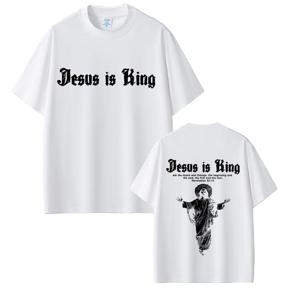 Jesus Is King Graphic T-shirt Christian Religious Short Sleeve T-shirts Summer Men Women Fashion Gothic Rock T Shirt Streetwear