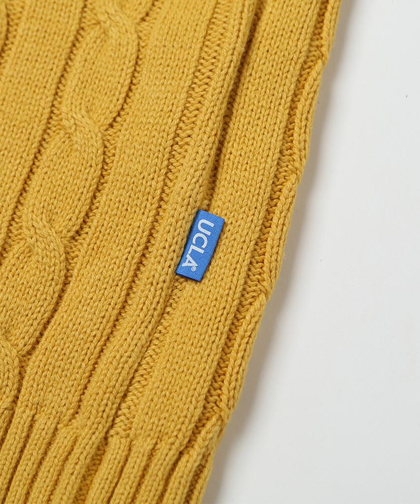 UCLA Unisex Round Neck Cable Knit [Yellow](Uzalk8A_75)